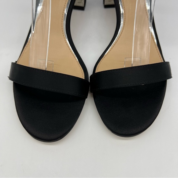 Jewel Badgley Mischka Katerina Black Heels Rhinestone Strap Sz 6 Elegant - Picture 12 of 14